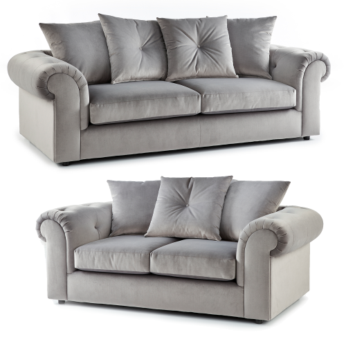 (3 & 2 Seater) Hamilton Grey Fabric 3 + 2 Seater Sofa Suite