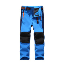 (L, Blue) Autumn And Winter Outdoor Sports Children's Rush Pants Boys And Girls Fleece-Lined Thickened Waterproof Windproof Climbing Ski Pants