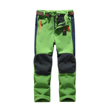 (XL, Green) Autumn And Winter Outdoor Sports Children's Rush Pants Boys And Girls Fleece-Lined Thickened Waterproof Windproof Climbing Ski Pants