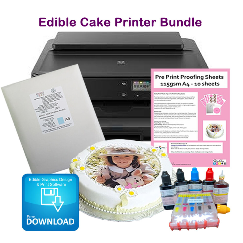 Edible Printer Kit,TS705a , Cartridges, Edible Ink, Icing Sheets