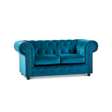 (Indigo, 2 Seater) Ashbourne Chesterfield Plush Velvet Sofa Suite
