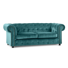 (Teal, 3 Seater) Ashbourne Chesterfield Plush Velvet Sofa Suite