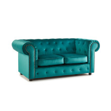 (Teal, 2 Seater) Ashbourne Chesterfield Plush Velvet Sofa Suite