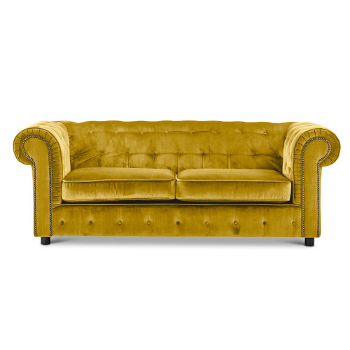 (Tumeric, 3 Seater) Ashbourne Chesterfield Plush Velvet Sofa Suite 2