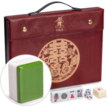 Yellow Mountain Imports Professional Chinese Mahjong Game Set, Double Happiness (Green) with 146 Medium Size Tiles - for Chinese Style Game Play [???