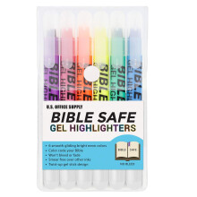 U.S. Office Supply Bible Safe Gel Highlighters, 6 Pack Set - 6 Different Bright Neon Fluorescent Highlight Colors Yellow, Orange, Pink, Purple, Green