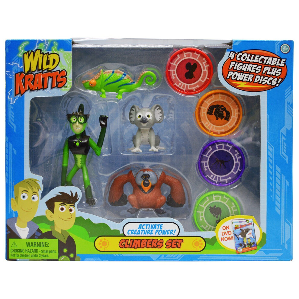 Wild Kratts Climbers Action Figure Toys, 4-Pack - Activate Creature Power - Officially Licensed - Collectible Figures & Discs - Set of 4 - Great Gift