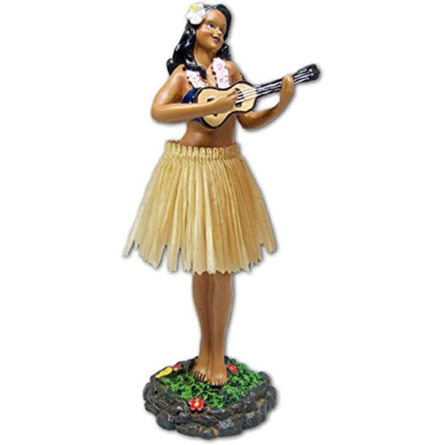 Boneca Dashboard KC Hawaii Leilani a Tocar Ukulele Natural 7 polegadas