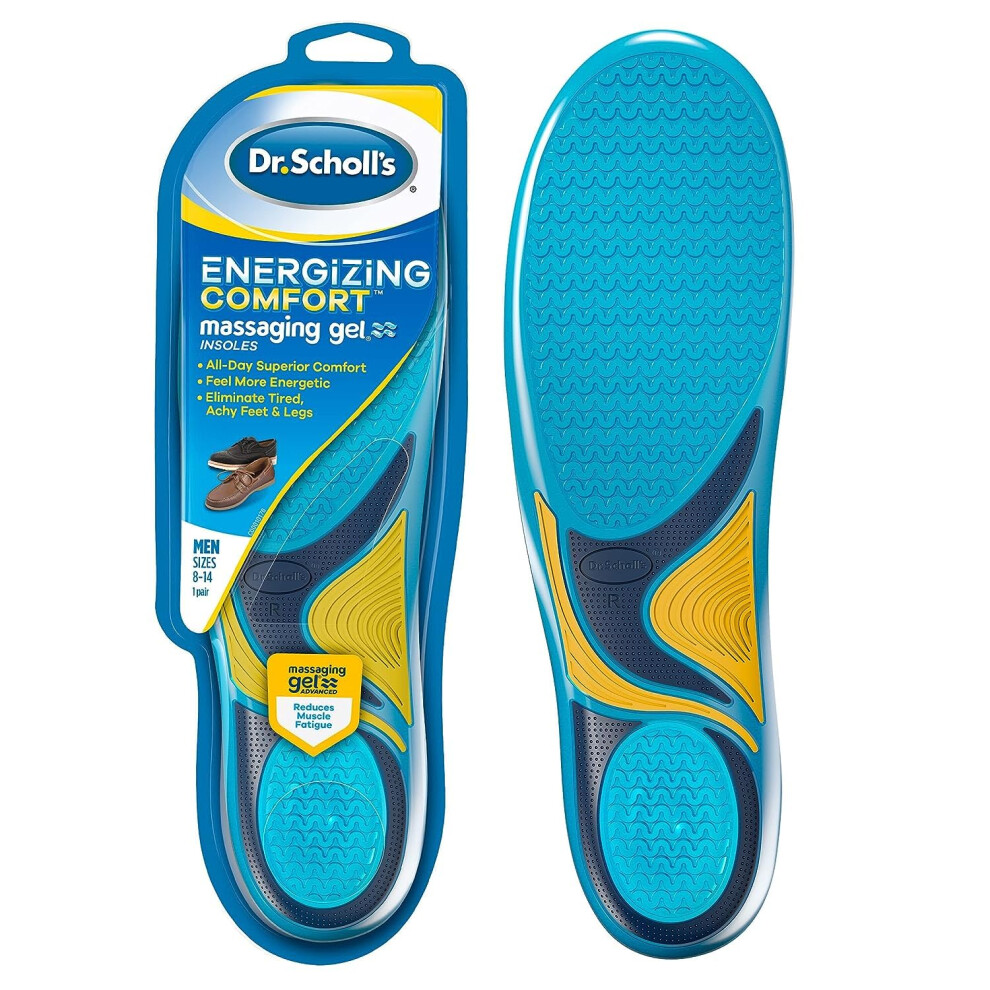 Dr. Scholl?s Energizing Comfort Everyday Insoles with Massaging Gel?, On Feet All-day, Shock Absorbing, Arch Support,Trim Inserts to Fit Shoes, Men's