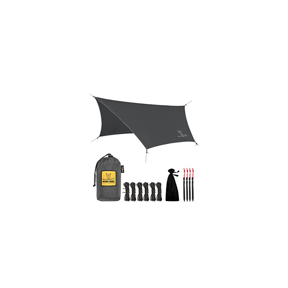 Wise Owl Outfitters Hammock Tarp, Hammock Tent - Rain Tarp for Camping Hammock - Camping Gear Must Haves w/Easy Set Up Including Tent Stakes and Carr