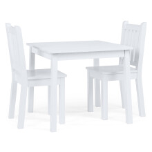 Humble crew, White Kids Wood Square Table and 2 chairs Set