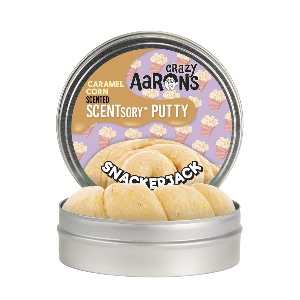 Crazy Aaron's SCENTsory Scented Thinking Putty, Snackerjack, 2.75" Tin - Carmel Corn Scented Yellow Putty Toy - Stretch, Play and Create - Soft, Fluf