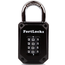 FortLocks Gym Locker Lock - 4 Digit, Heavy Duty, Hardened Stainless Steel, Weatherproof and Outdoor Combination Padlock - Easy to Read Numbers - Rese