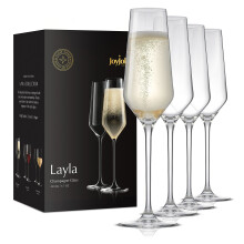 Flute da champagne JoyJolt - Set di 4 bicchieri da champagne in cristallo della collezione Layla - Capacit    6,7 once - Ideali per bar di casa e o