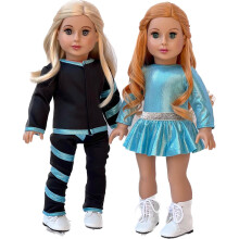 - Super Skater - Roupas para Boneca de 18 Polegadas - 2 Conjuntos Completos - 5 Peças - Fantasias de Patinação no Gelo