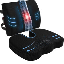 FORTEM Chair Cushion, Seat Cushion for Office Chair, Lumbar Support Pillow for Chair, Car Seat Cushion, Back Support Memory Foam Pillow Washable Cove