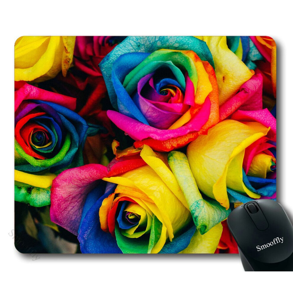 Smooffly Rose Mouse Pad,Colorful Rose Petals Rainbow Rose Petals Customized Rectangle Non-Slip Rubber Mousepad Gaming Mouse Pad 6404600956806