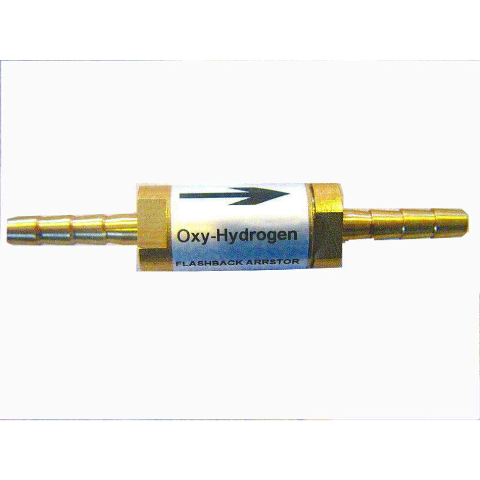 Oxy - Hydrogen Flashback Arrestor w/check valve, High Vol 116 Lt/m 1/4" Barb HHO