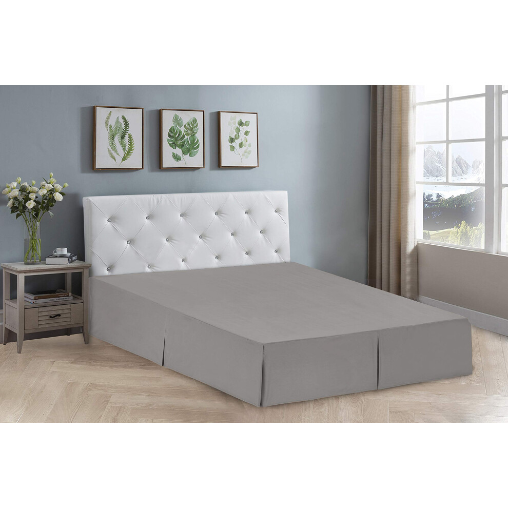 Home collection Bedskirt Bed Ruffle Solid Pleated Brushed Soft Microfiber Fabric Top 14 Drop New (Queen, Light grey)