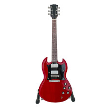 ACDC Angus Young Miniature Guitar, 1:4 Scale Miniature Replica Guitar Model - ACDC Mini Guitars for Desks - Red Cherry Hand Painted SG Guitar, Solid