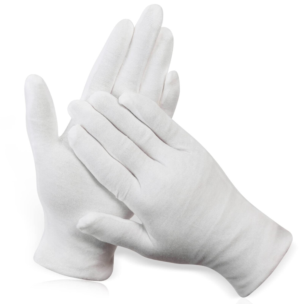 Paxcoo White 12 Pairs Xl Cotton Gloves For Dry Hand Moisturizing Cosmetic Eczema Hand Spa And Coin Jewelry Inspection