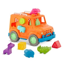 Battat-Wonder Wheels - Vormensorteerder Speelgoedvrachtwagen - 9-delig ontwikkelingsspeelgoed voor peuters - Dieren- en fruitvormen - Recyclebare mate