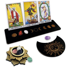 Knana 10Pcs Tarot Card Holder Set - Wooden Tarot Card Holder, Tarot Card Stand, Moon Shape and Rectangle Card Holder,Tarot Card Holder Stand for Tarot