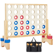 Pointyard giant Wooden 4 in a Row game, 26AA Width Large Line Up 4 Outdoor & Indoor game Set with coins & carrying Bag - Travel Board games for Teena