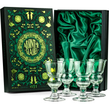 Vintage crystal Absinthe, Sambuca, Raki, Pastis, Ouzo glasses Set of 4 Short Stemmed 65 oz goblets with Bubble Reservoir for Drinking green Fairy Han