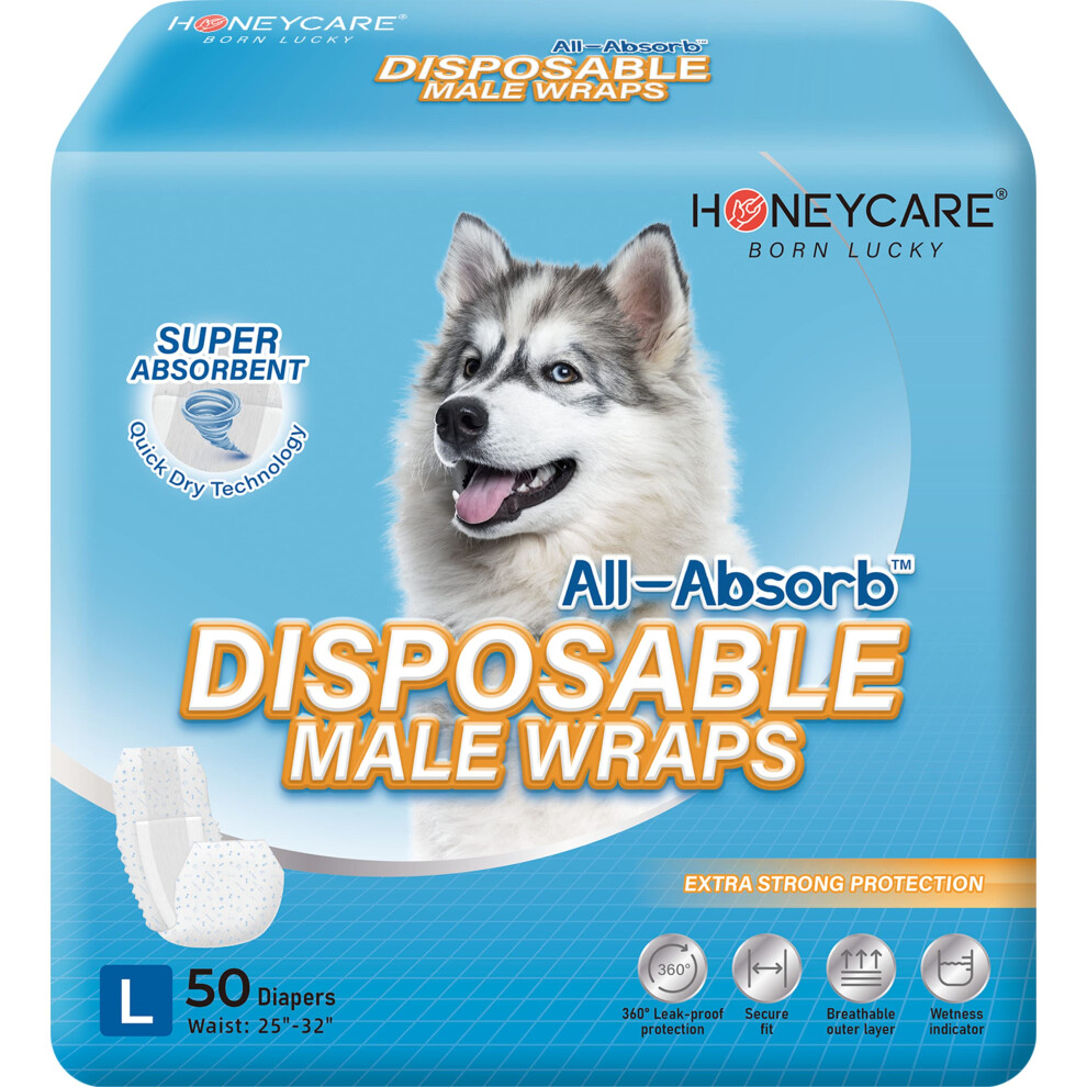 All-Absorb A24 Male Dog Wrap, 50 Count, Large