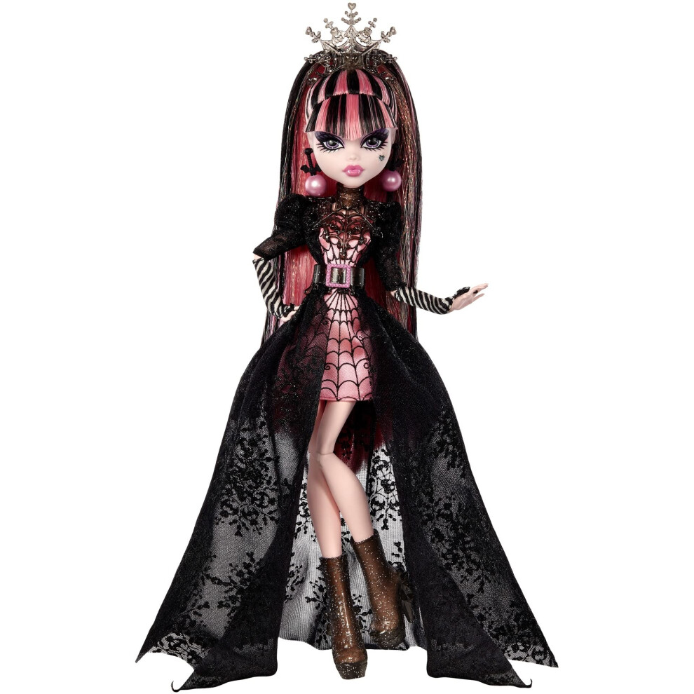 Monster High Draculaura Doll, Special Howliday Edition, Pink and Black Gown, High Fashion, Holiday Collection, Gifts for Girls and Boys