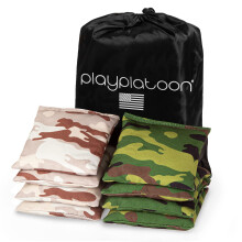 Play Platoon Weather Resistant Cornhole Bags - Set of 8 Regulation Corn Hole Bean Bags - Green Camo & Desert Camo - Durable Duck Cloth Corn Hole Bags