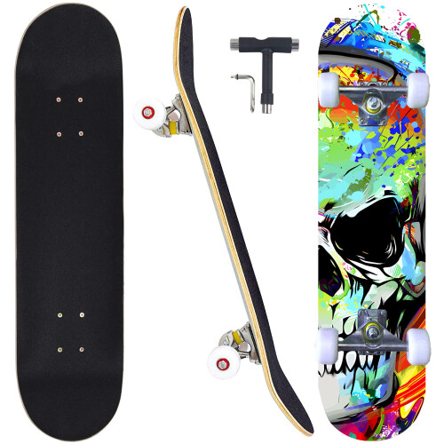 CAPARK Skateboards για Αρχάριους 31 Ίντσες Pro Πλήρη Skateboards 7 Λαβών Καναδικού Σφένδαμου