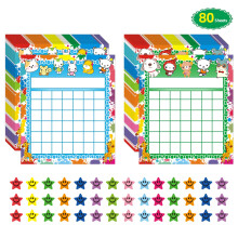 Grfico de incentivos en el aula Regeleto 80 Pack para 2 diseos con 2400 piezas Pegatinas de estrella coloridas para nios Estudiantes Enseanza en