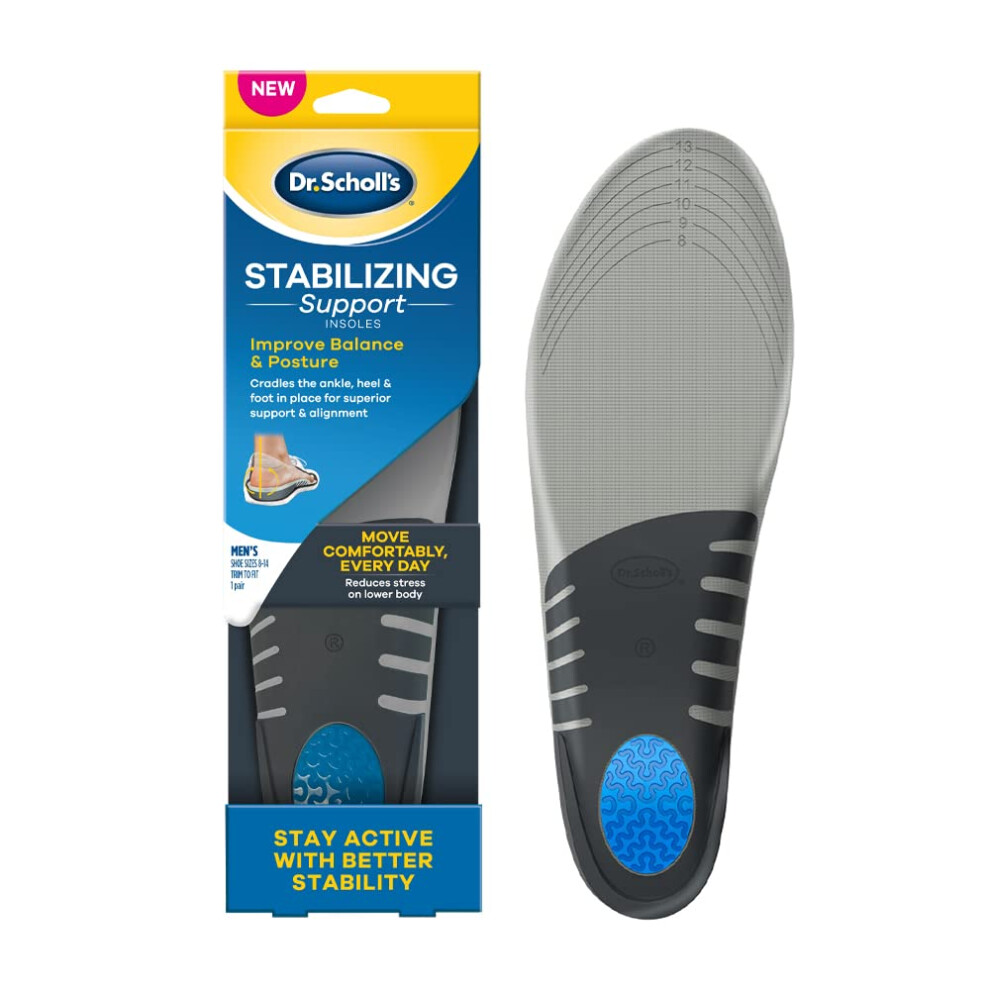 Scholl Dr. Scholl's Stabilizing Support Insole Improves Posture, Alignment & Balance. Added Arch Support For Flat Feet & Overpronation (Men's 8-14), Trim To