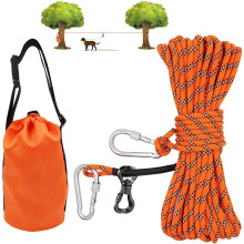 XiaZ Dog Tie Out Cable for Camping, 50ft Portable Overhead Trolley System for Dogs up to 200lbs,Dog Lead for Yard, Camping, Parks, Outdoor Events,5 m