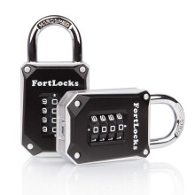 2 Pack FortLocks gym Locker Lock - 4 Digit, Heavy Duty, Hardened Stainless Steel, Weatherproof and Outdoor combination Padlock - Easy to Read Numbers