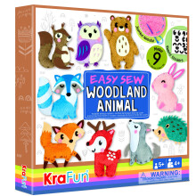 Krafun Easy Sying Kit til Begynder Kids Arts & Crafts 9 DIY -projekter af udstoppede dukker af skovdyr b?rer bunny rox ugle instruktioner og filt