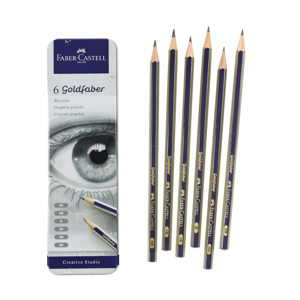 Faber-Castell Graphite Sketch Pencil Set - 6 Graphite Pencils (2H, HB, B, 2B, 4B, 6B), Drawing Pencils and Sketching Supplies