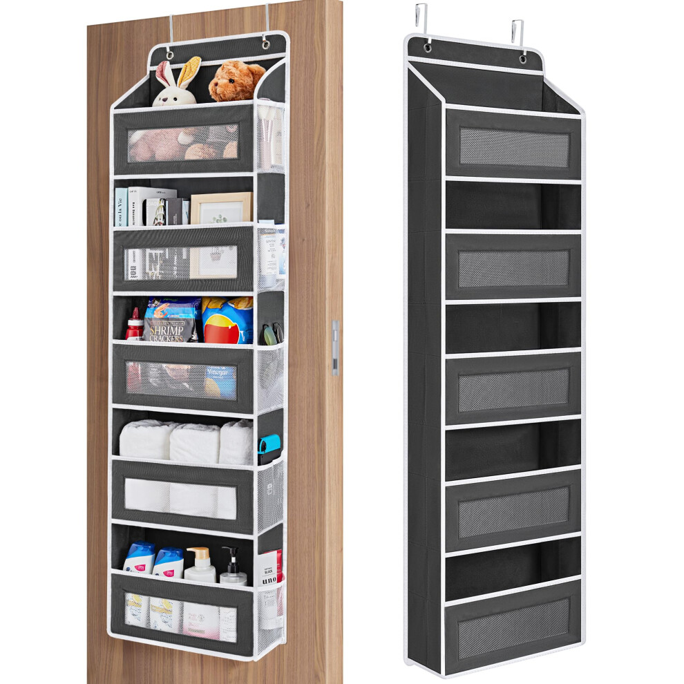 JARLINK Over the Door Organizer Storage, 5 Shelf Hanging Door Organizer with 5 Large Capacity Pockets, Anti Tilt 44 lb Load Behind Door Organizer for