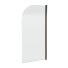 Contemporary 6mm Toughened Safety Glass Round Bath Screen - 1430 x 790 x 55mm - Brushed Pewter