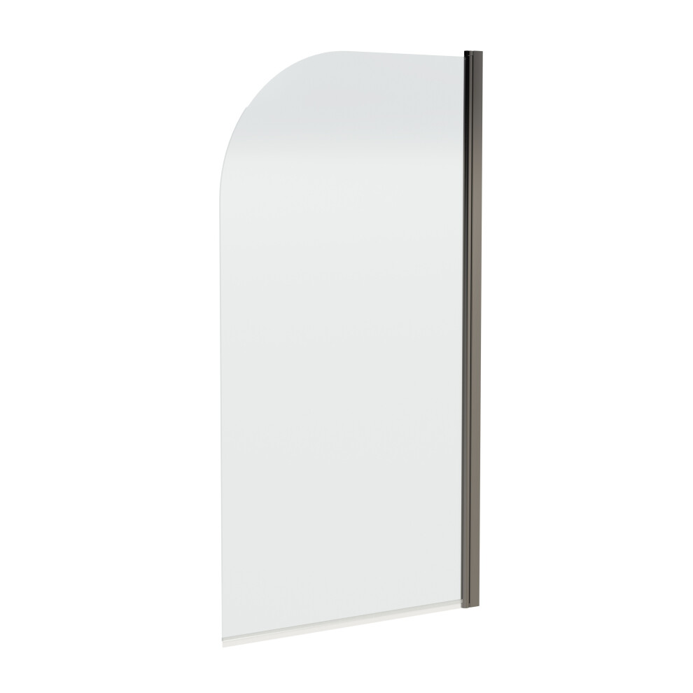 Balterley Contemporary 6Mm Toughened Safety Glass Round Bath Screen - 1430 X 790 X 55Mm - Brushed Pewter