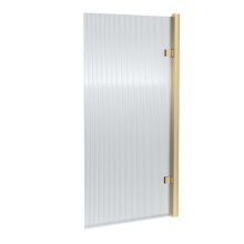 Contemporary 8mm Toughened Safety Glass Square Hinged Fluted Bath Screen - 1520 x 830 x 24mm - Brushed Brass