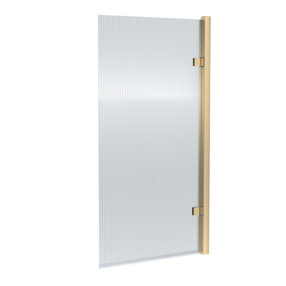 Balterley Contemporary 8Mm Toughened Safety Glass Square Hinged Fluted Bath Screen - 1520 X 830 X 24Mm - Brushed Brass - Image 2