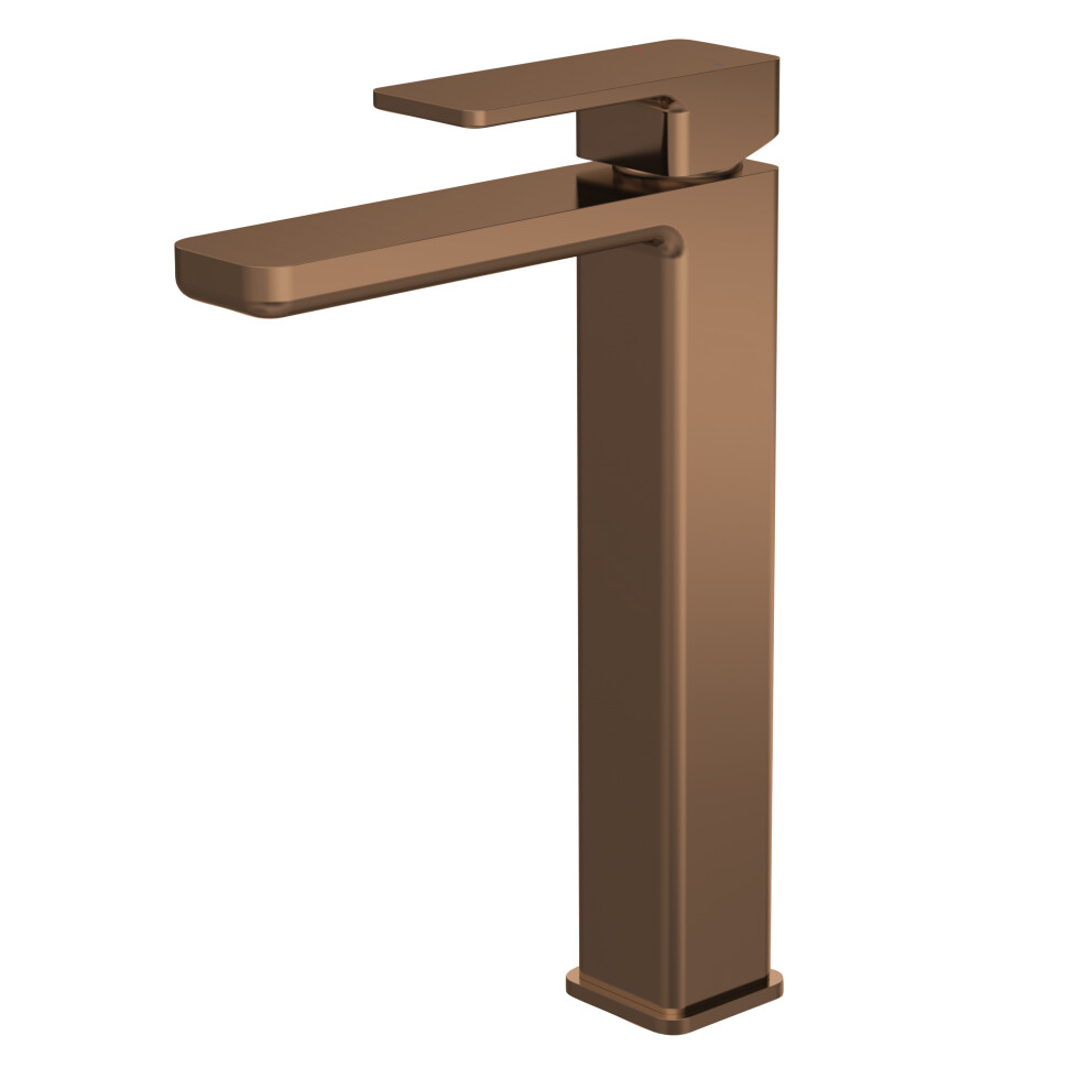 Balterley Contemporary Square High Rise Mono Basin Mixer Tap - Brushed Bronze Brown