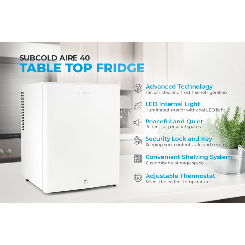 Subcold Subcold 40L Mini Fridge Aire40 - Compact Table-Top Fridge - White 1