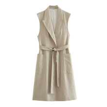 (S, 6354) Fashion Vest New 2024 Women Waistcoat Mid-Length Spring Autumn Casual