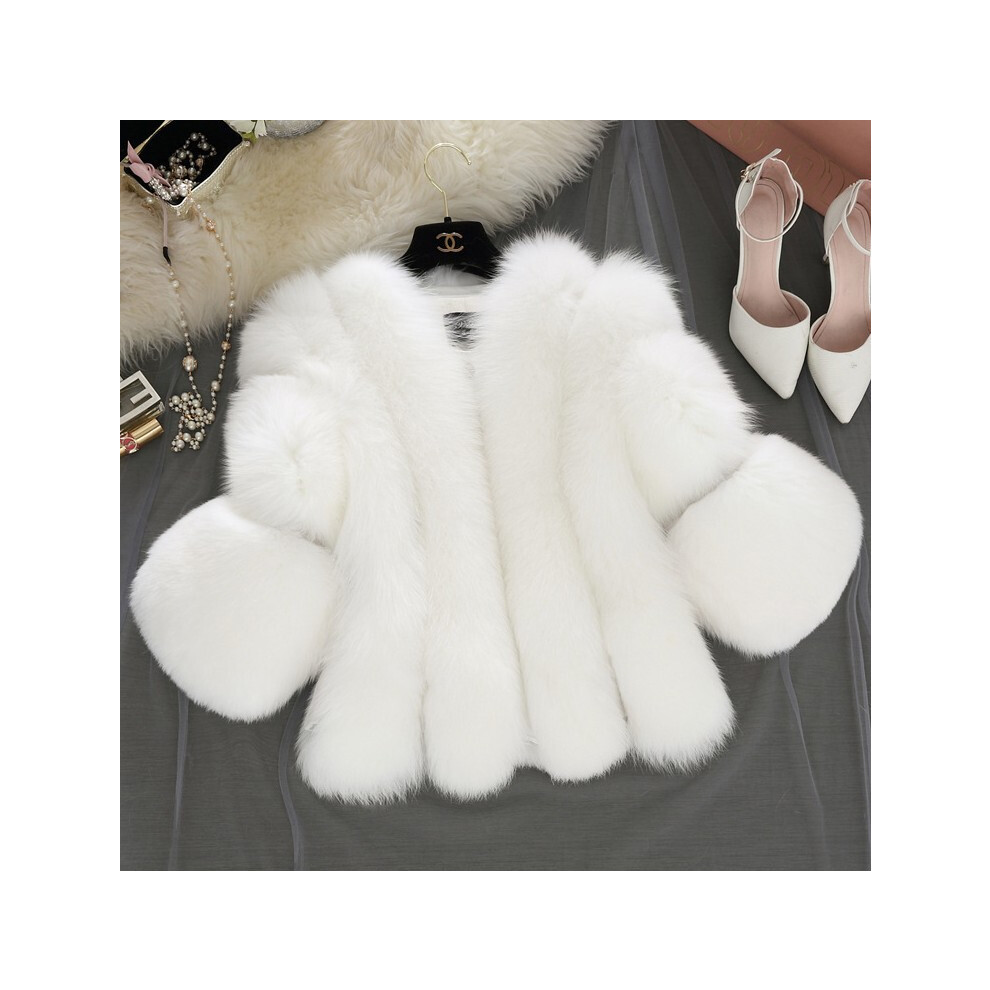 (xxxL, white) 2024 Autumn Winter Fur Fox Coat Women Fluffy Jacket  Autumn Winter New