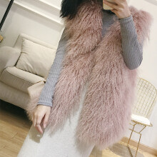 (xL, Pink) Winter Faux Beach Wool Fur Vest Girls Midi Long Fashion Lamb Wool Vest