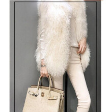 (xL, White) Winter Faux Beach Wool Fur Vest Girls Midi Long Fashion Lamb Wool Vest
